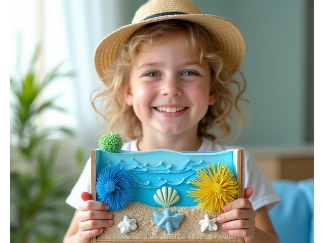 夏の海をテーマにした自由研究用の手芸作品